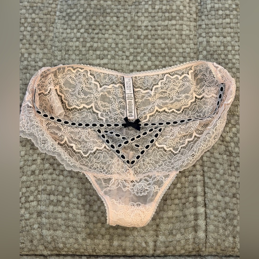 Victoria's Secret Dream Angel’s Blush Ribbon Lined Lace Demi and Thong Set - Picture 11 of 11